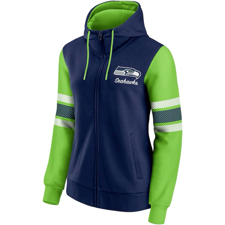 Women's Seahawks Jersey Stripe Hooded Sweatshirt