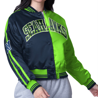 Women's Seahawks Navy-Lime Varsity Starter Jacket