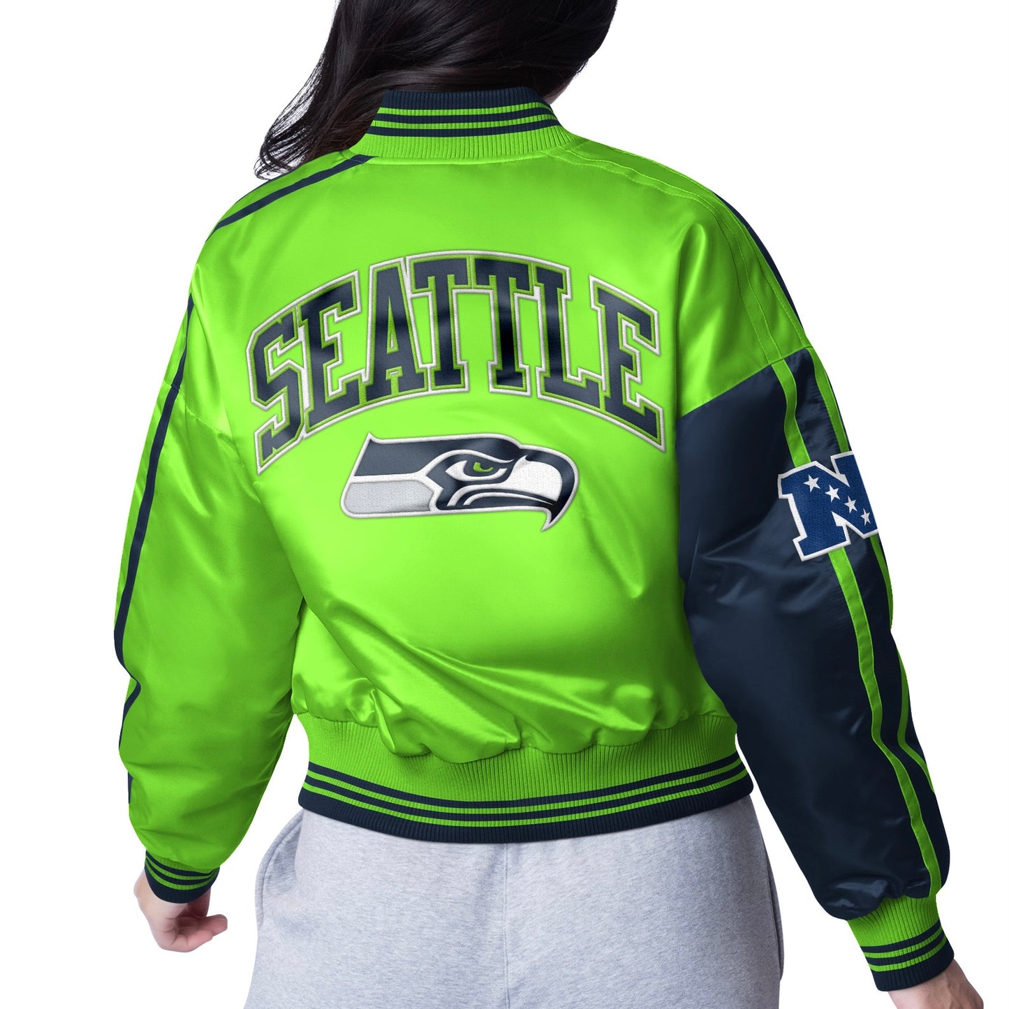 Women's Seahawks Navy-Lime Varsity Starter Jacket