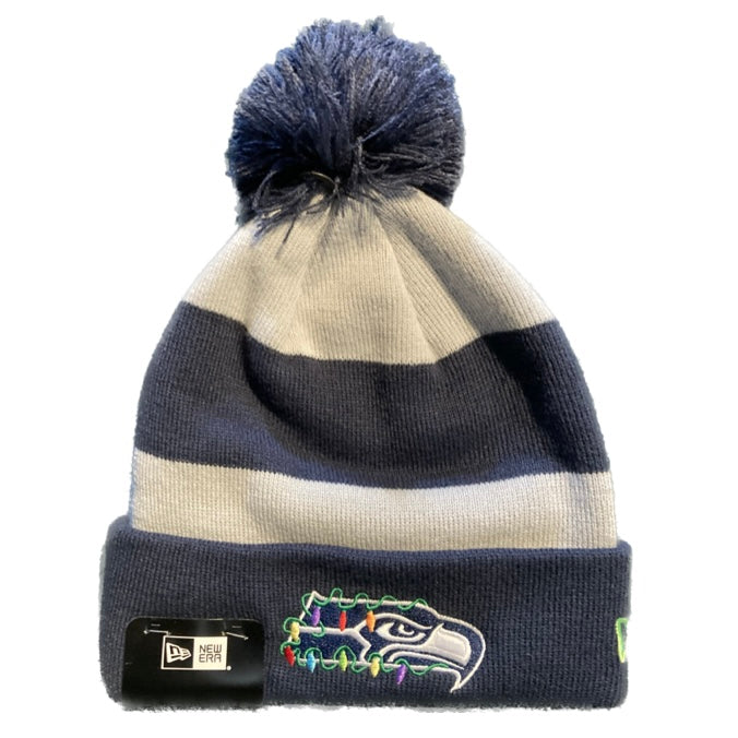 Seahawks Christmas Lights Cuffed Knit Pom Beanie