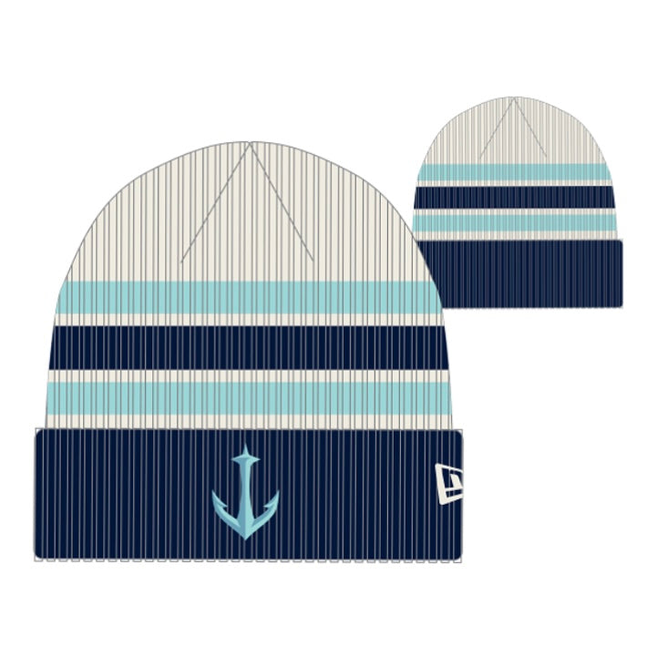 Kraken Anchor Cuffed Knit White/Navy/Ice Beanie