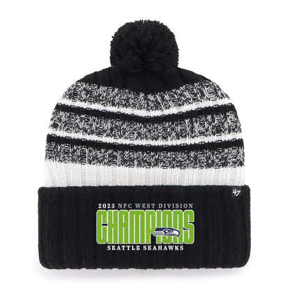 Seahawks 2025 NFC West Division Champions Official Cuff Knit Pom Beanie