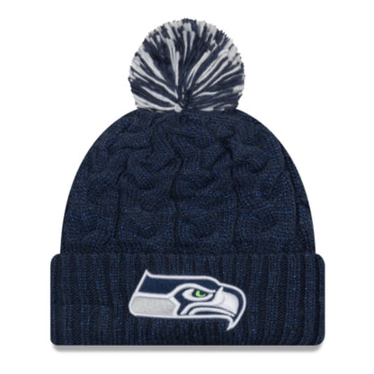 Seahawks Navy Glimmer Pom Knit Beanie