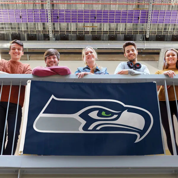Seahawks Big Logo Navy Deluxe 3x5 Flag