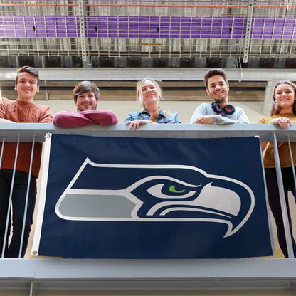 Seahawks Big Logo Navy Deluxe 3x5 Flag