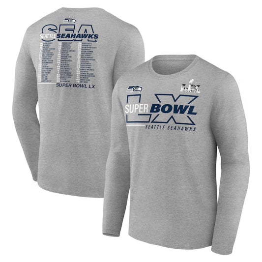 Seahawks Official Super Bowl LX Roster Long Sleeve Tee