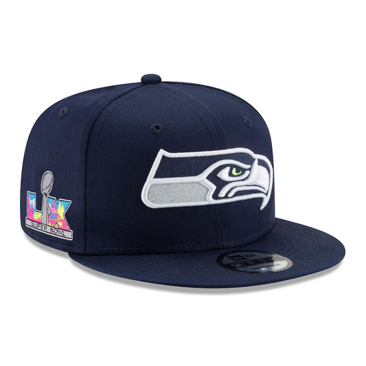 Seahawks Super Bowl LX Side Patch Navy 9Fifty Snapback Hat