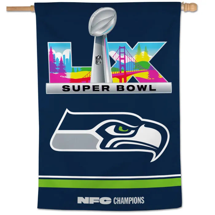Seahawks Super Bowl LX Vertical Flag