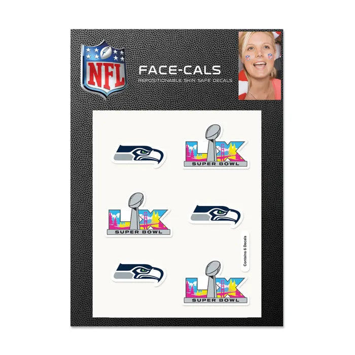 Seahawks Super Bowl LX Face Stickers