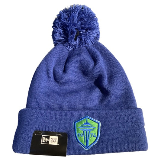 Sounders FC 2025 Sea Blue Pom Cuff Knit Beanie