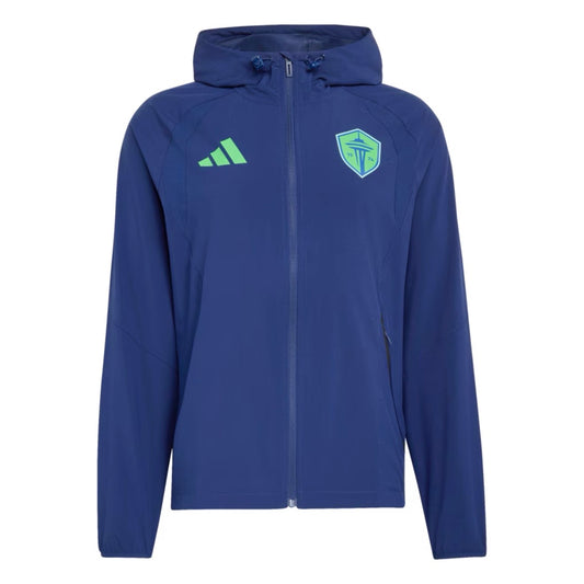 Sounders FC 2026 Travel Blue Full-Zip Hooded Jacket
