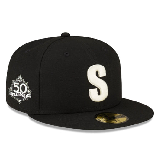Mariners “50 Seasons” On-Field Black Steelheads Authentic Fitted Hat