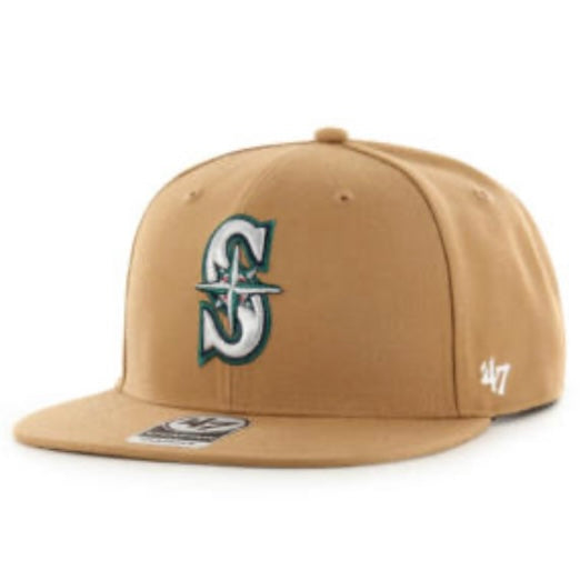 Mariners Dark Khaki Sure Shot Snapback Hat