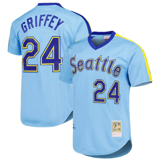 Mariners Griffey 24 Authentic Retro Light Blue Jersey