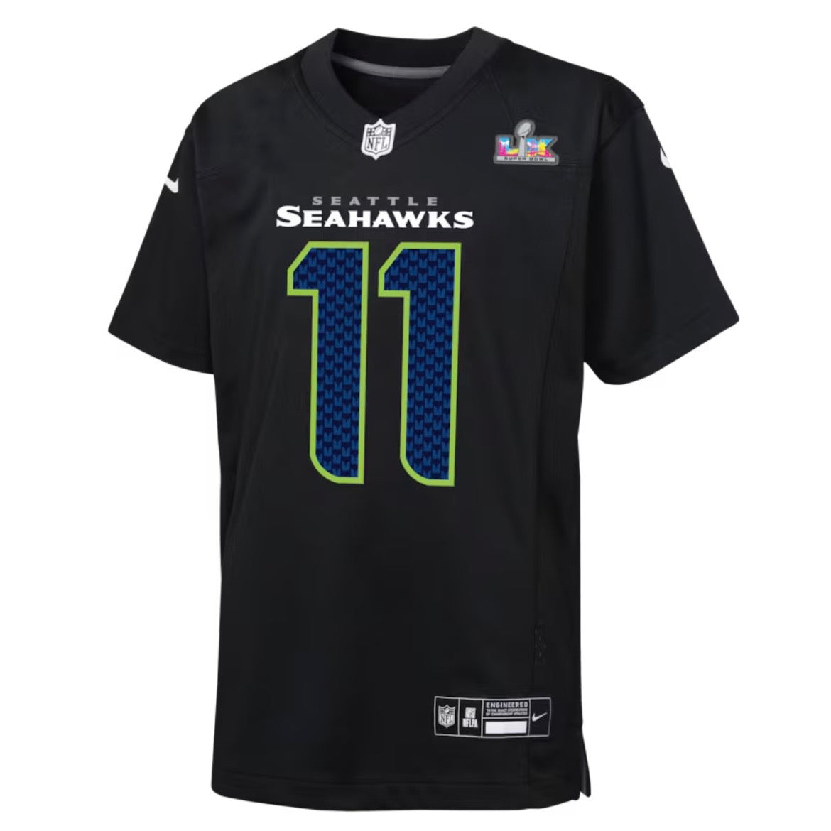 Youth Seahawks “Smith-Njigba 11” Super Bowl LX Blackout Game Jersey