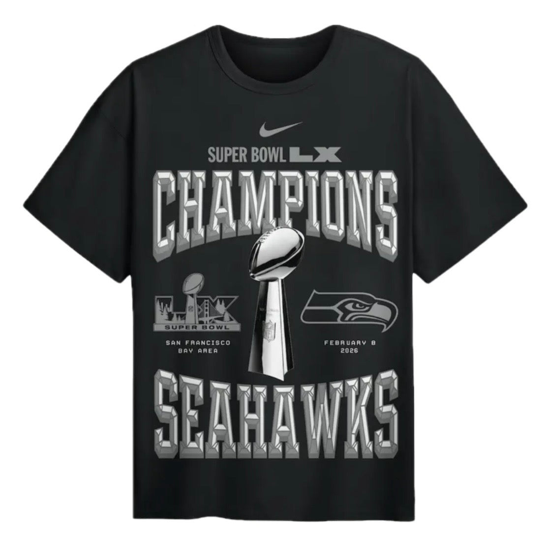 Seahawks Super Bowl LX Champions Official On-Field Locker Room Tee