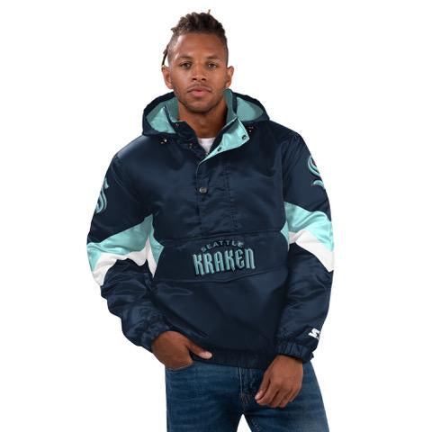 Kraken Home Team 1 2 Zip Pullover Hooded Starter Jacket Gameday Sports Shop