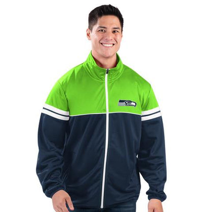 Seahawks Navy / Lime Poly Full Zip Logo Jacket