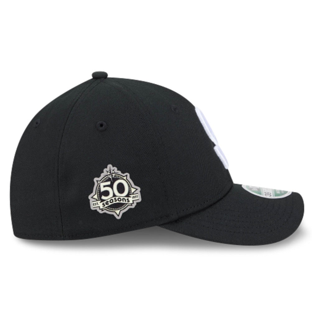 Mariners “50 Seasons” Side Patch Steelheads Stretch-Fit Black Hat