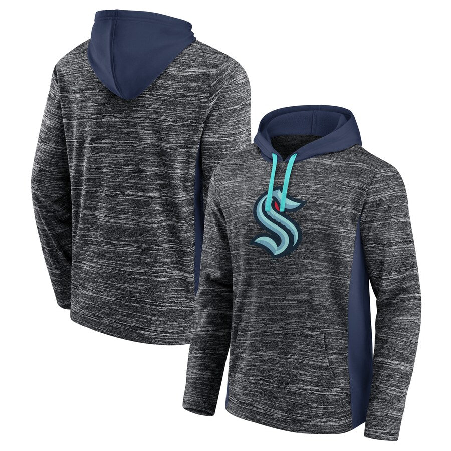 Kraken Charcoal/Deep Sea Blue Dry-Fit Fleece Pullover Hooded Sweatshirt