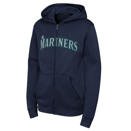 Youth Mariners Full-Zip Wordmark Fleece Hooded Sweatshirt