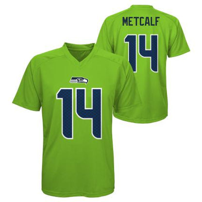 Youth Seahawks Metcalf 14 Lime Jersey Tee