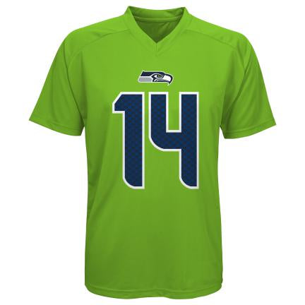 Youth Seahawks Metcalf 14 Lime Jersey Tee