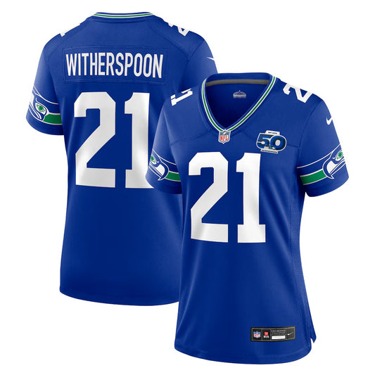 Women’s Seahawks “Witherspoon 21” 50th Season Patch Retro Game Jersey