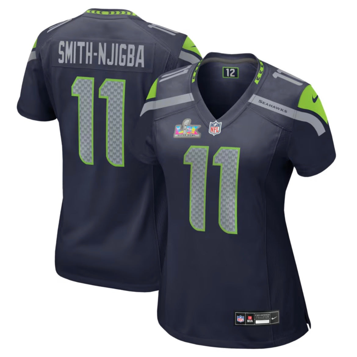 Women’s Seahawks “Smith-Njigba 11” Super Bowl LX Navy Game Jersey