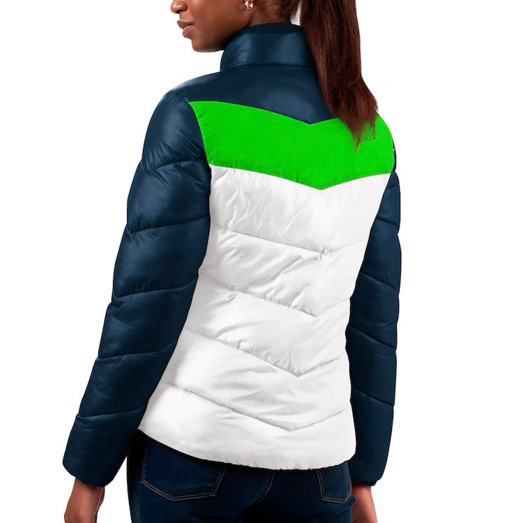Women's Seahawks Navy / White / Lime Polyfill Full Zip Jacket