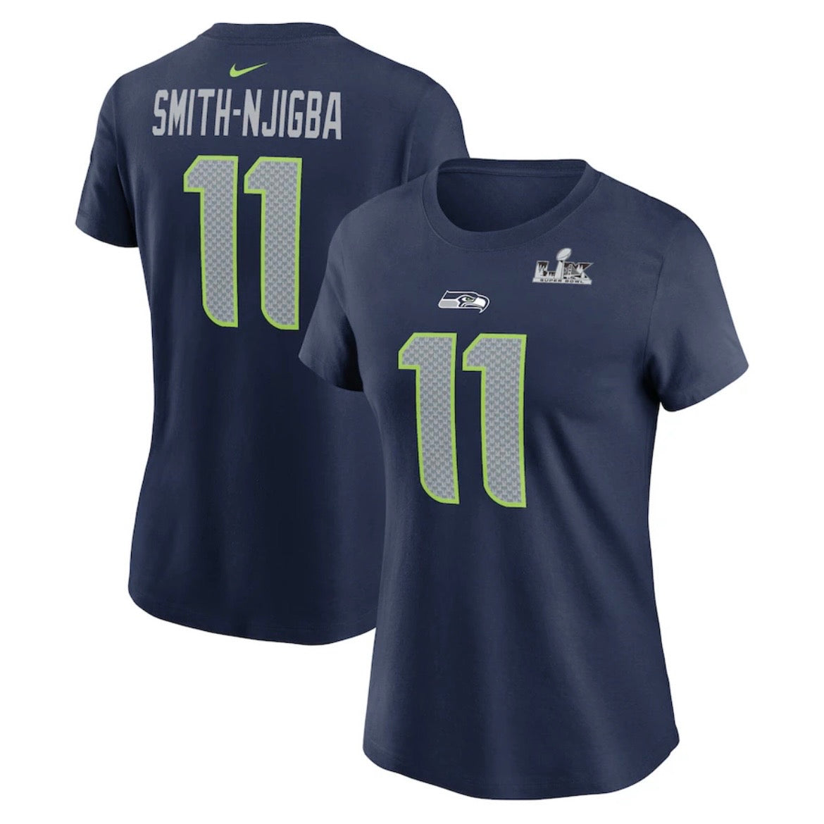 Women's Seahawks "Smith-Njigba 11" Super Bowl LX Navy Player Tee