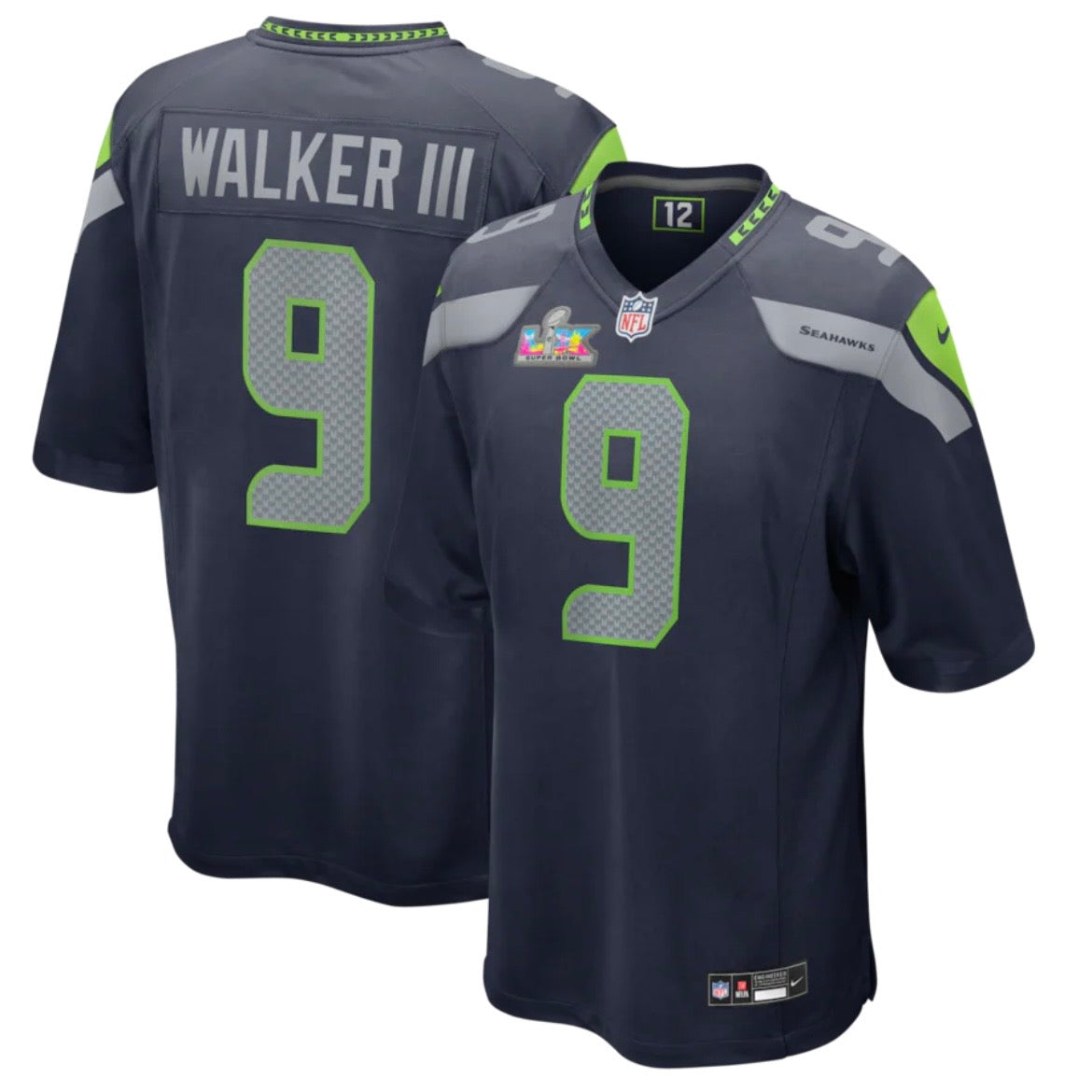 Seahawks “Walker 9” Super Bowl LX Navy Game Jersey