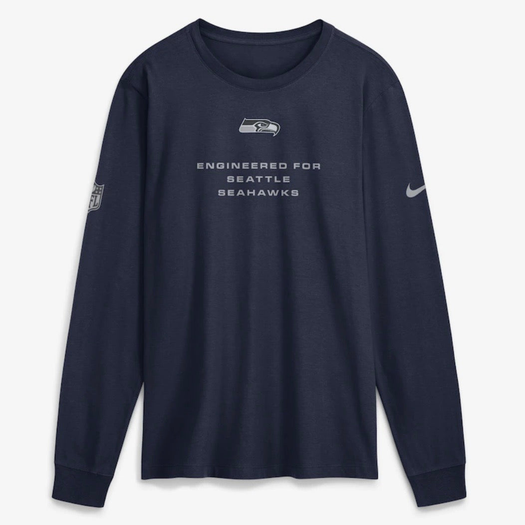 Seahawks DRI-FIT Engineered Long Sleeve Navy Tee