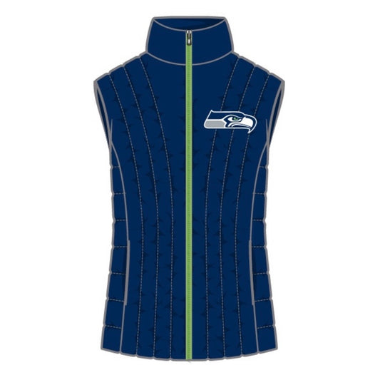 Women’s Seahawks Navy Puffer Full Zip Vest