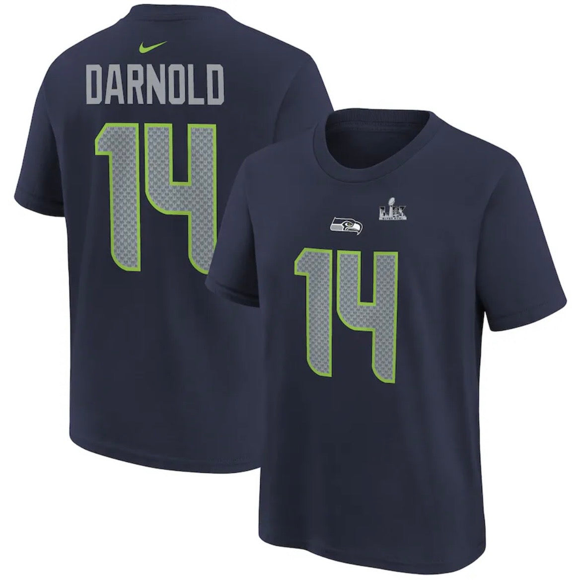 Youth Seahawks "Darnold 14" Super Bowl LX Navy Player Tee