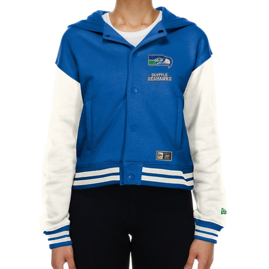Women's Seahawks Retro Hooded Varsity Button-Up Jacket