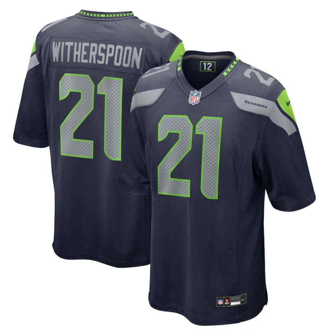 Seahawks “Witherspoon 21” Navy Game Jersey