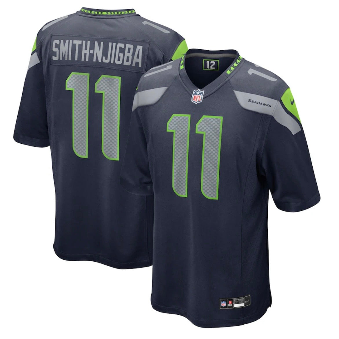 Seahawks “Smith-Njigba 11” Navy Game Jersey