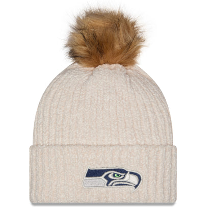 Women’s Seahawks Frosty White Cuffed Knit Pom Beanie