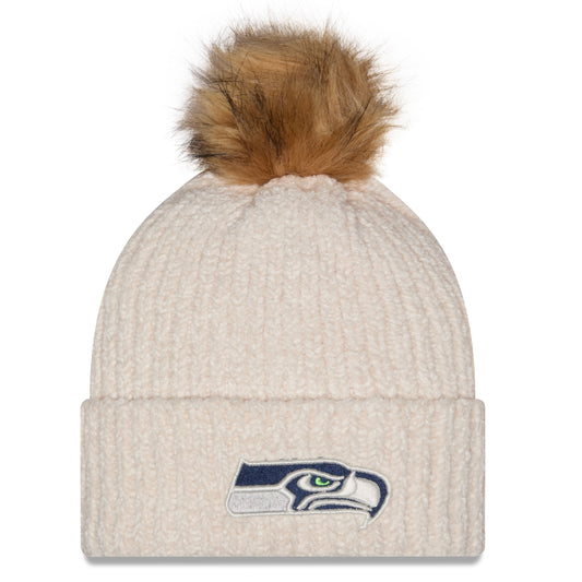 Women’s Seahawks Frosty White Cuffed Knit Pom Beanie