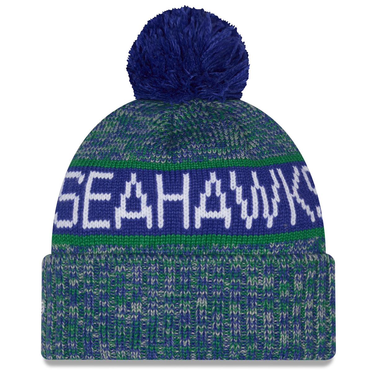 Seahawks Retro Cuffed Knit Pom Beanie