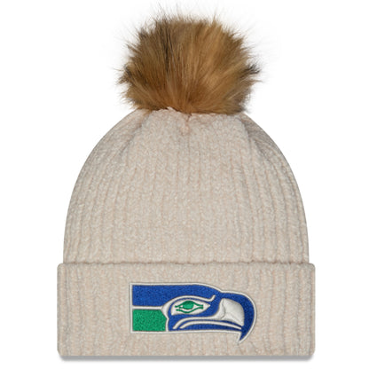 Women’s Seahawks Retro Frosty White Cuffed Knit Pom Beanie
