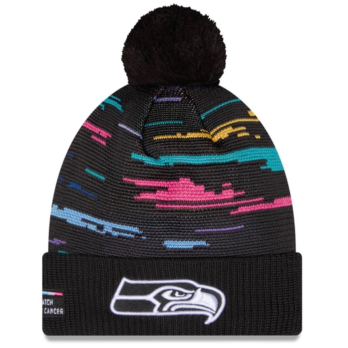 Women's Seahawks 2026 Sideline Crucial Catch Pom Cuff-Knit Beanie