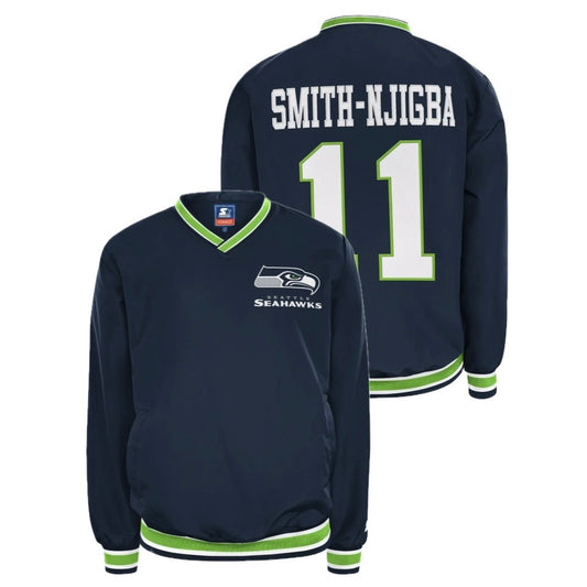 Seahawks “Smith-Njigba 11” Navy Starter Pullover Jacket