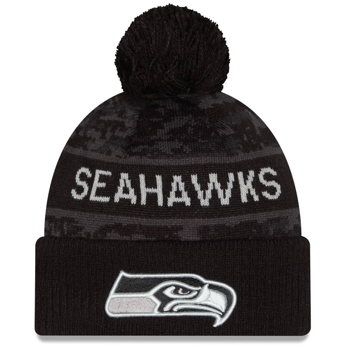Seahawks 2026 Salute To Service Cuffed Knit Pom Beanie