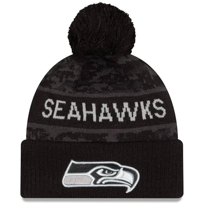 Seahawks 2026 Salute To Service Cuffed Knit Pom Beanie
