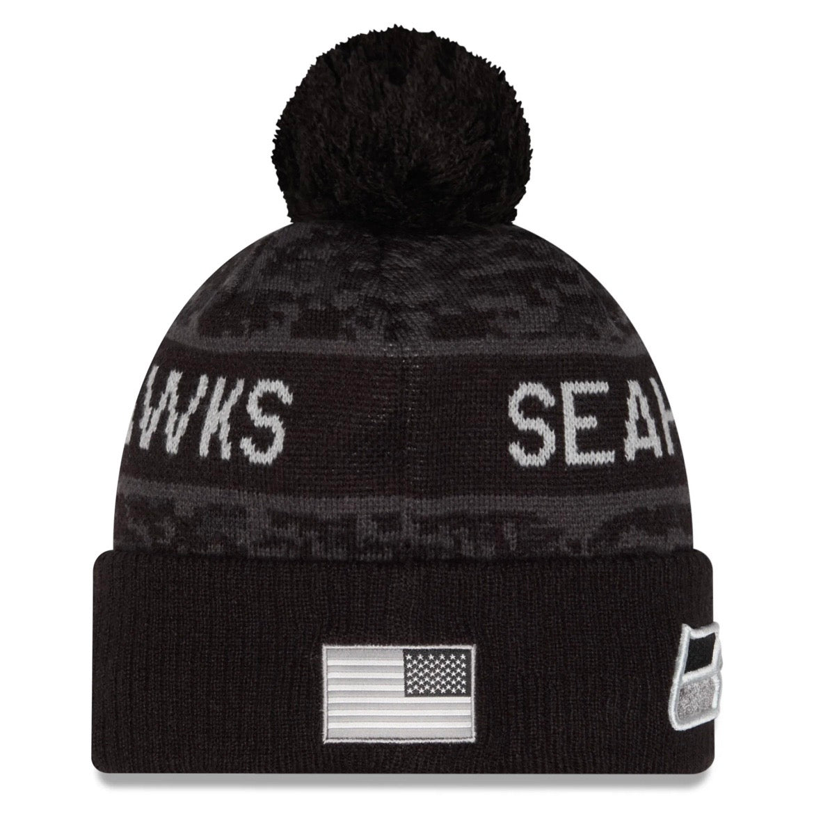 Seahawks 2026 Salute To Service Cuffed Knit Pom Beanie