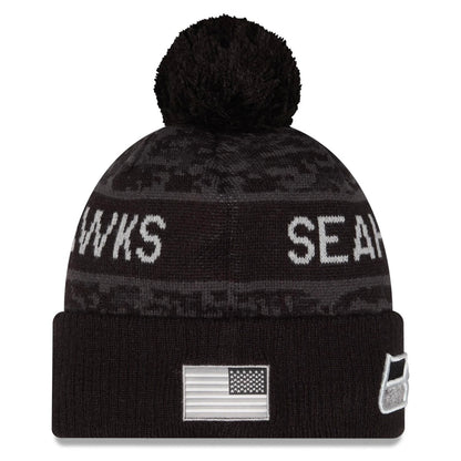 Seahawks 2026 Salute To Service Cuffed Knit Pom Beanie