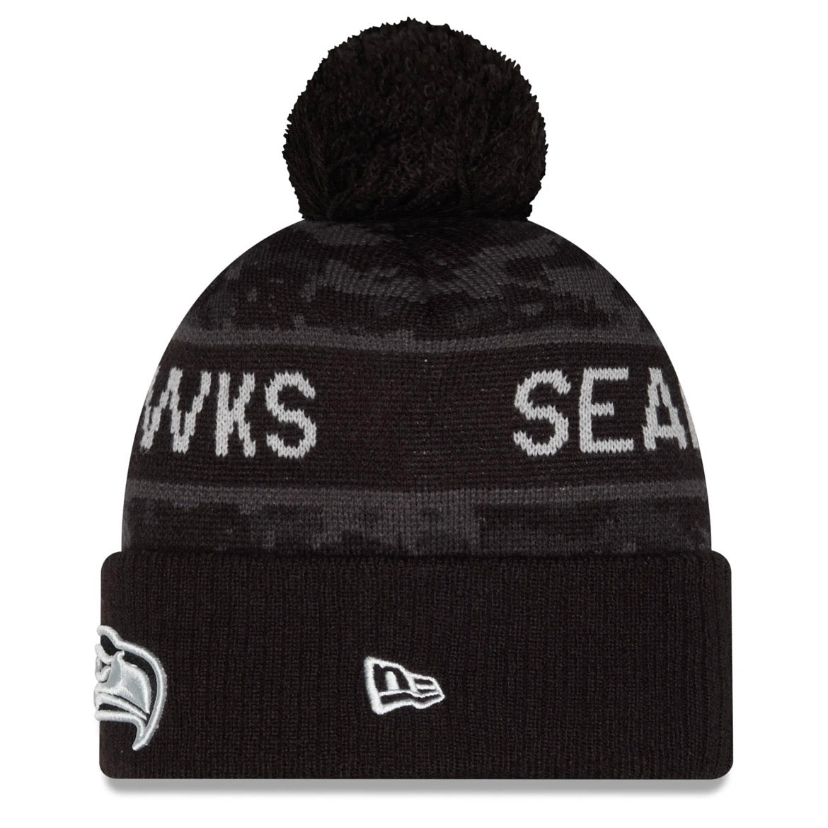 Seahawks 2026 Salute To Service Cuffed Knit Pom Beanie