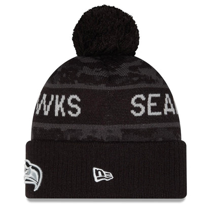 Seahawks 2026 Salute To Service Cuffed Knit Pom Beanie